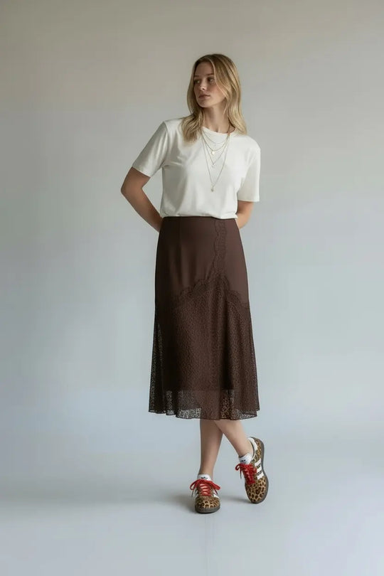 Rodeo Satin Lace Skirt - Beloved Boutique 