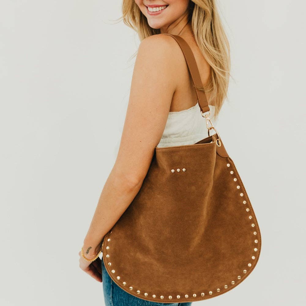 Rosalie Rivet Suede Hobo Bag - Beloved Boutique 