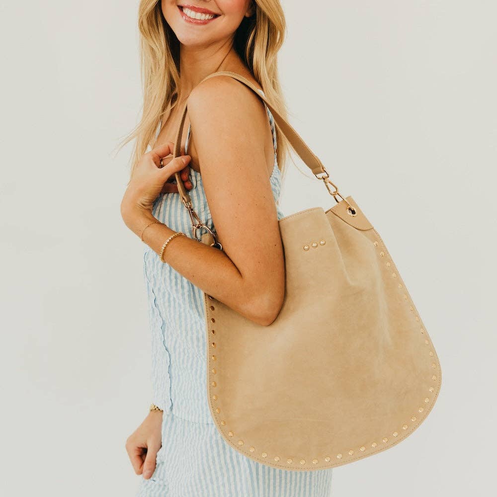 Rosalie Rivet Suede Hobo Bag - Beloved Boutique 