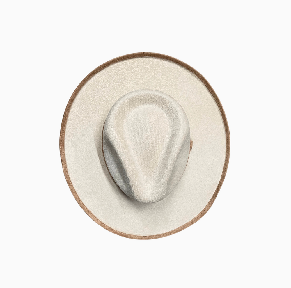 Two-Toned Pencil Curled Vegan Suede Hat