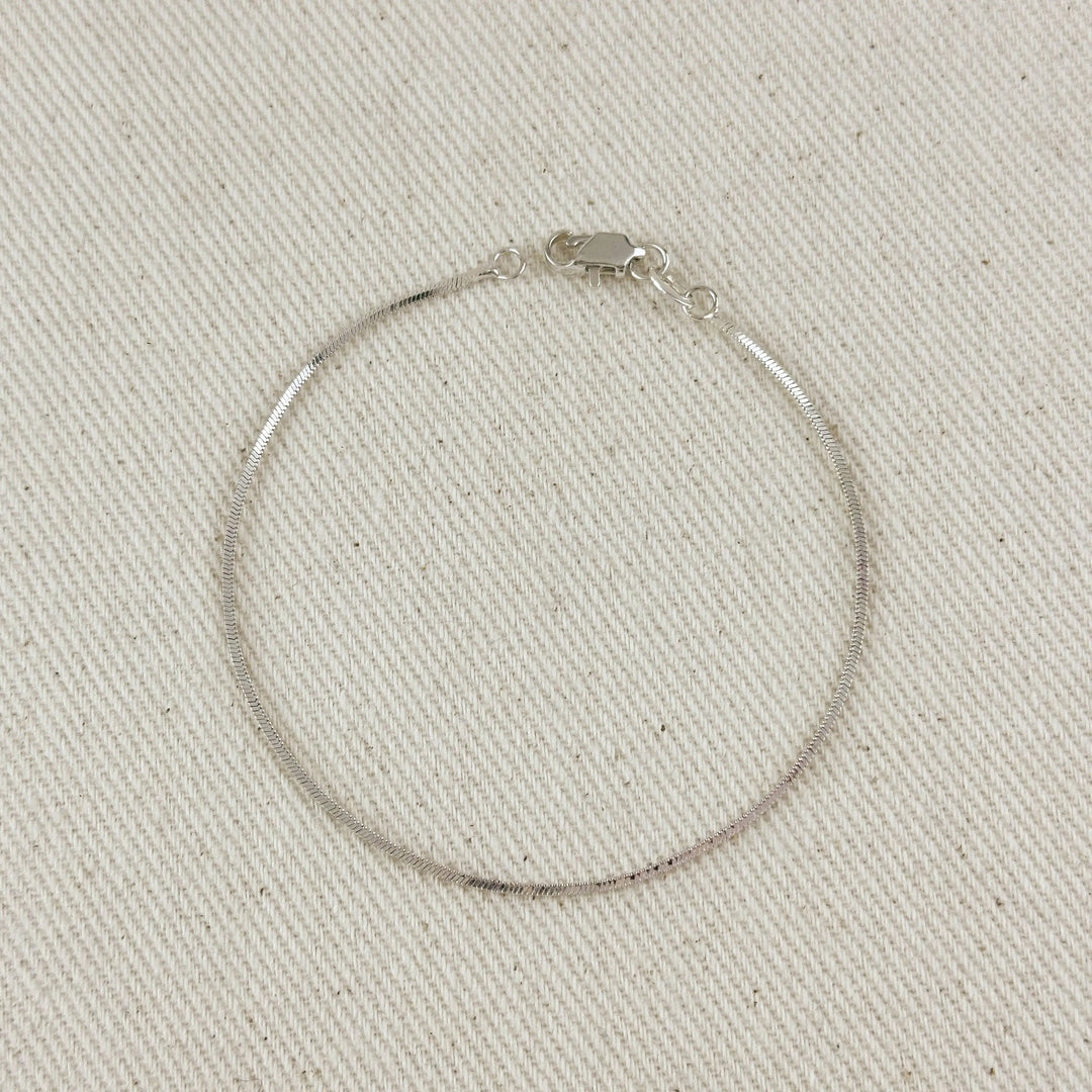 Sterling Silver Square Herringbone Bracelet 1.0mm GoldFi