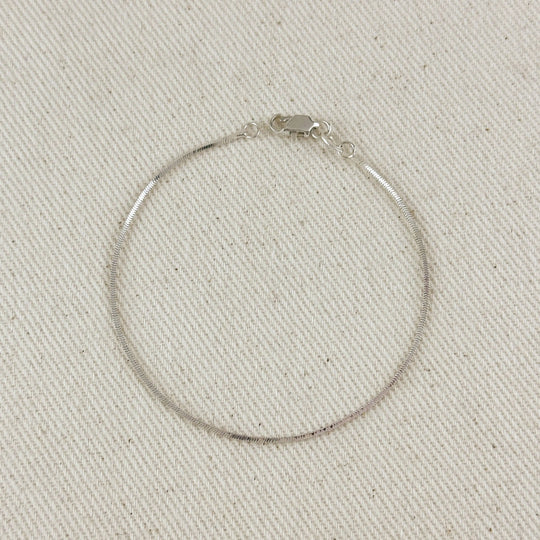 Sterling Silver Square Herringbone Bracelet 1.0mm GoldFi