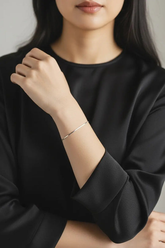 Sterling Silver Square Herringbone Bracelet 1.0mm GoldFi