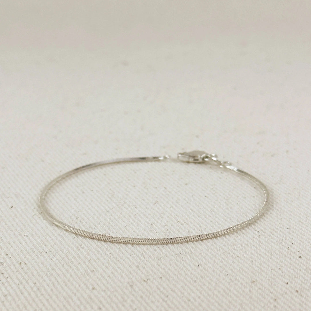 Sterling Silver Square Herringbone Bracelet 1.0mm GoldFi