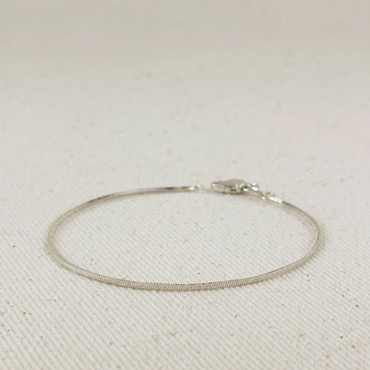Sterling Silver Square Herringbone Bracelet 1.0mm GoldFi