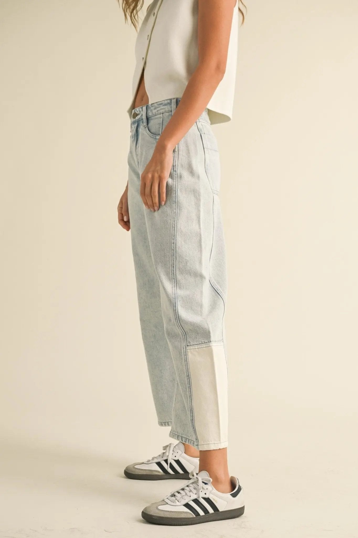 Tess Patched Barrel Denim - Beloved Boutique