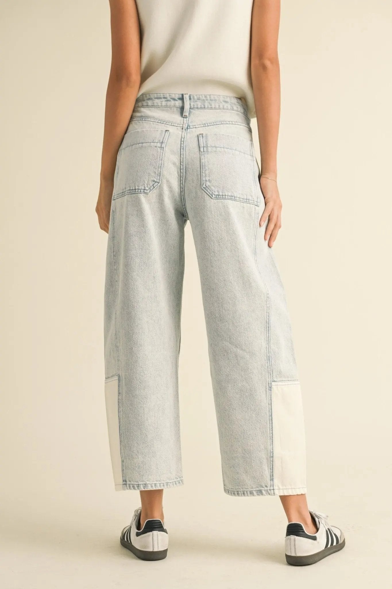 Tess Patched Barrel Denim - Beloved Boutique