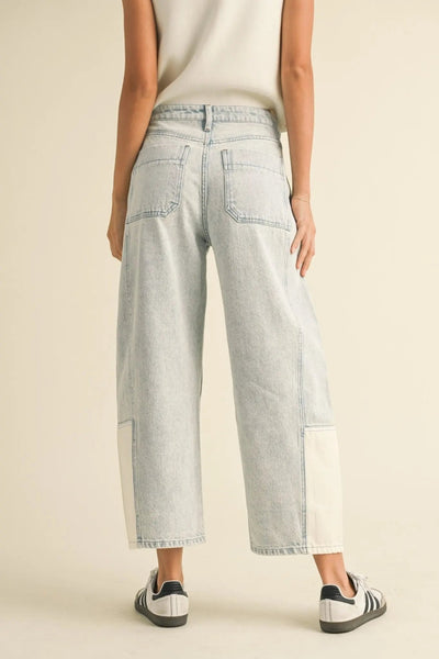 Tess Patched Barrel Denim - Beloved Boutique