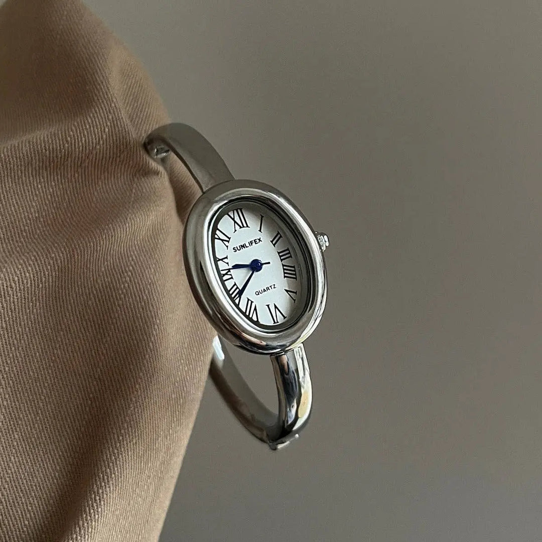 Trendy Oval Dial Gold Quartz Wrist Watch - Beloved Boutique