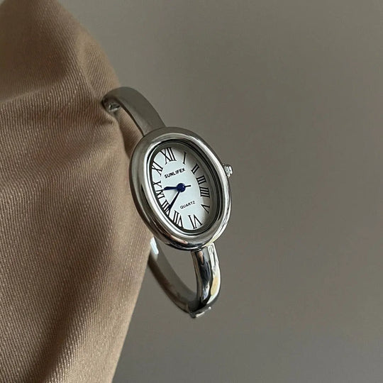 Trendy Oval Dial Gold Quartz Wrist Watch - Beloved Boutique