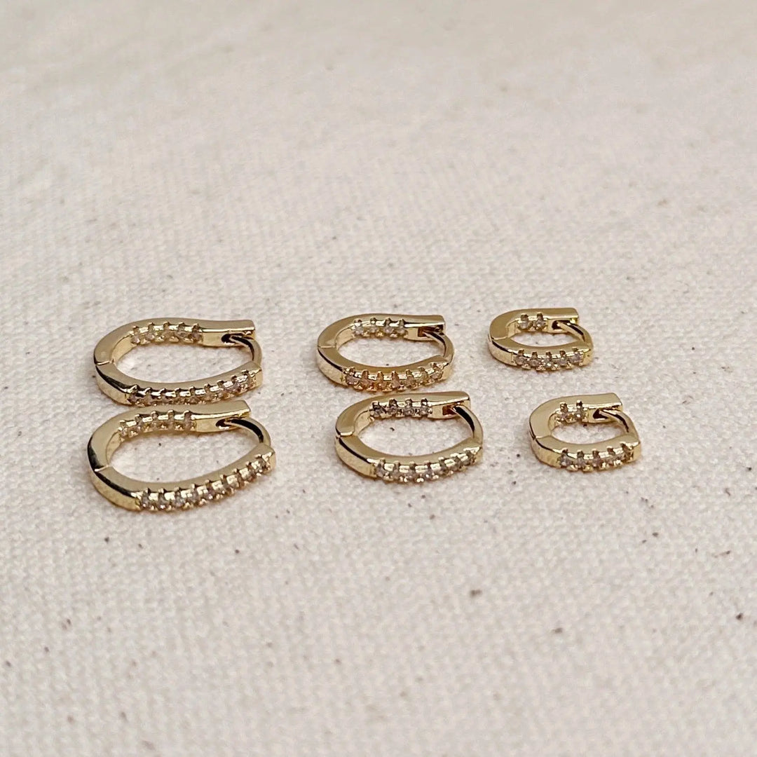 U Shape In & Out CZ Clicker Hoop Earrings GoldFi