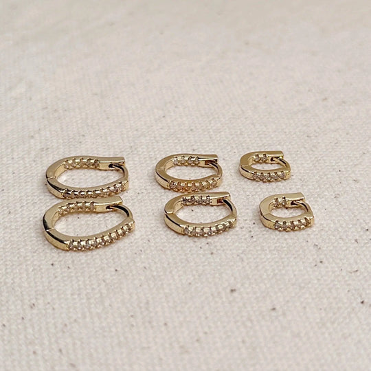 U Shape In &amp; Out CZ Clicker Hoop Earrings GoldFi
