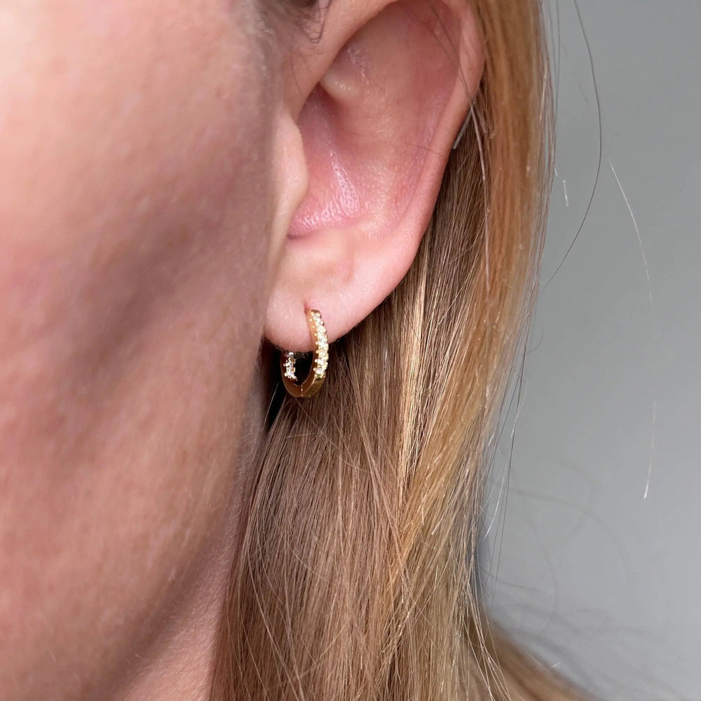 U Shape In & Out CZ Clicker Hoop Earrings GoldFi