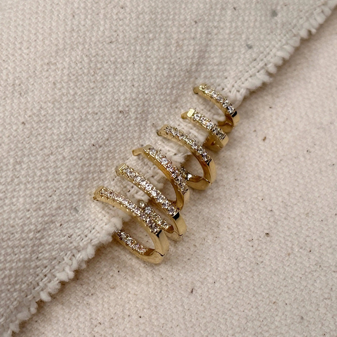 U Shape In &amp; Out CZ Clicker Hoop Earrings GoldFi