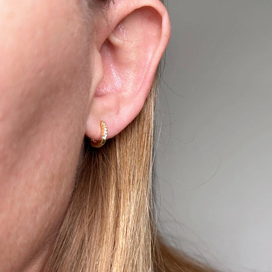 U Shape In &amp; Out CZ Clicker Hoop Earrings GoldFi