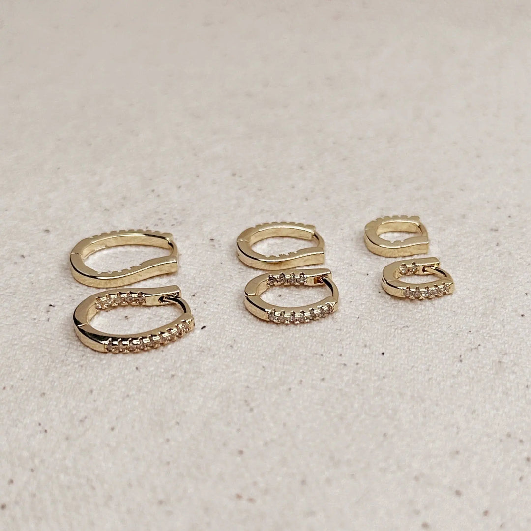 U Shape In &amp; Out CZ Clicker Hoop Earrings GoldFi