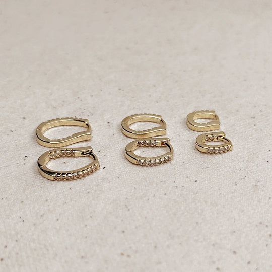 U Shape In &amp; Out CZ Clicker Hoop Earrings GoldFi