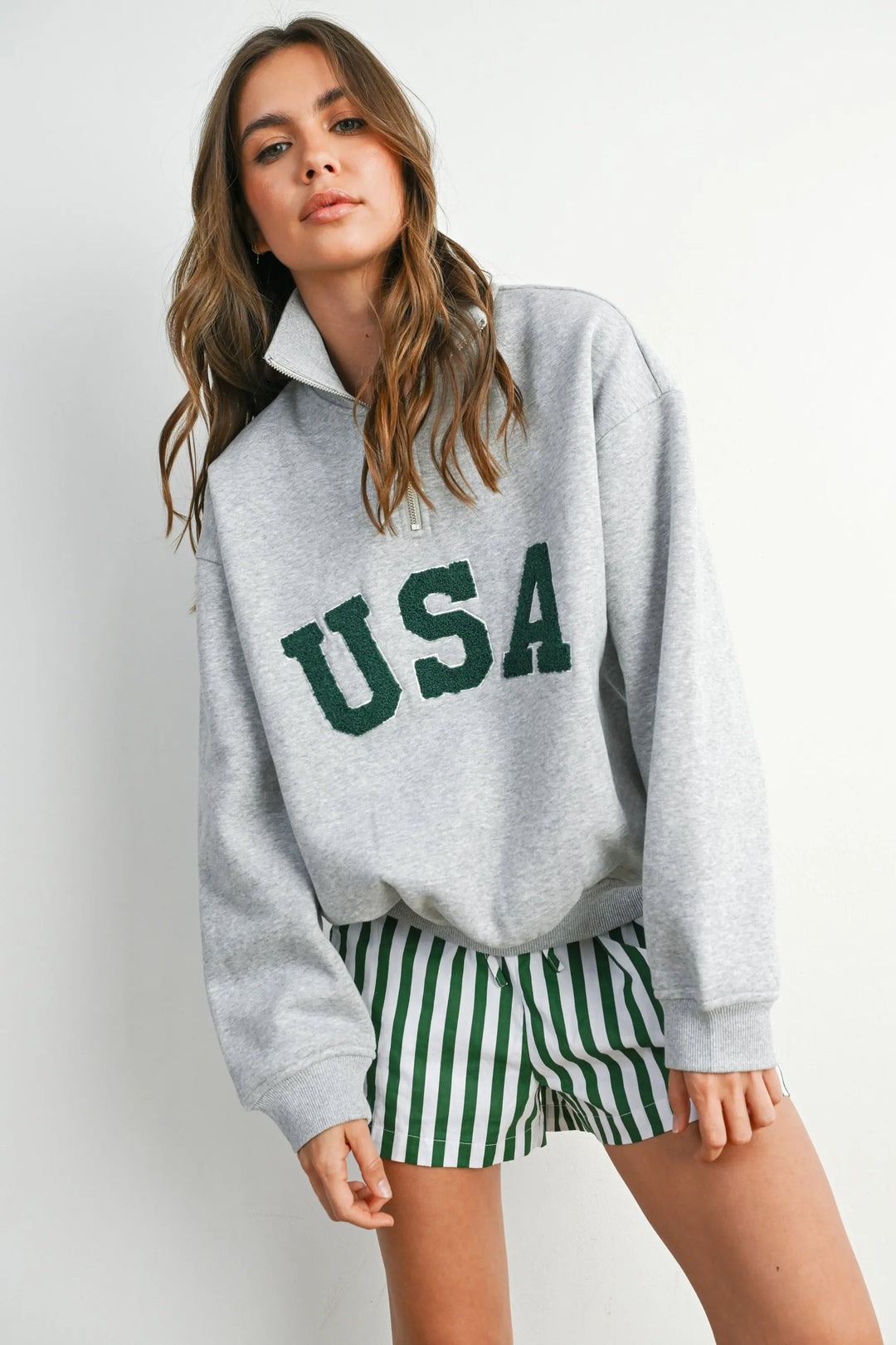 USA Half Zip Top Butter-melon