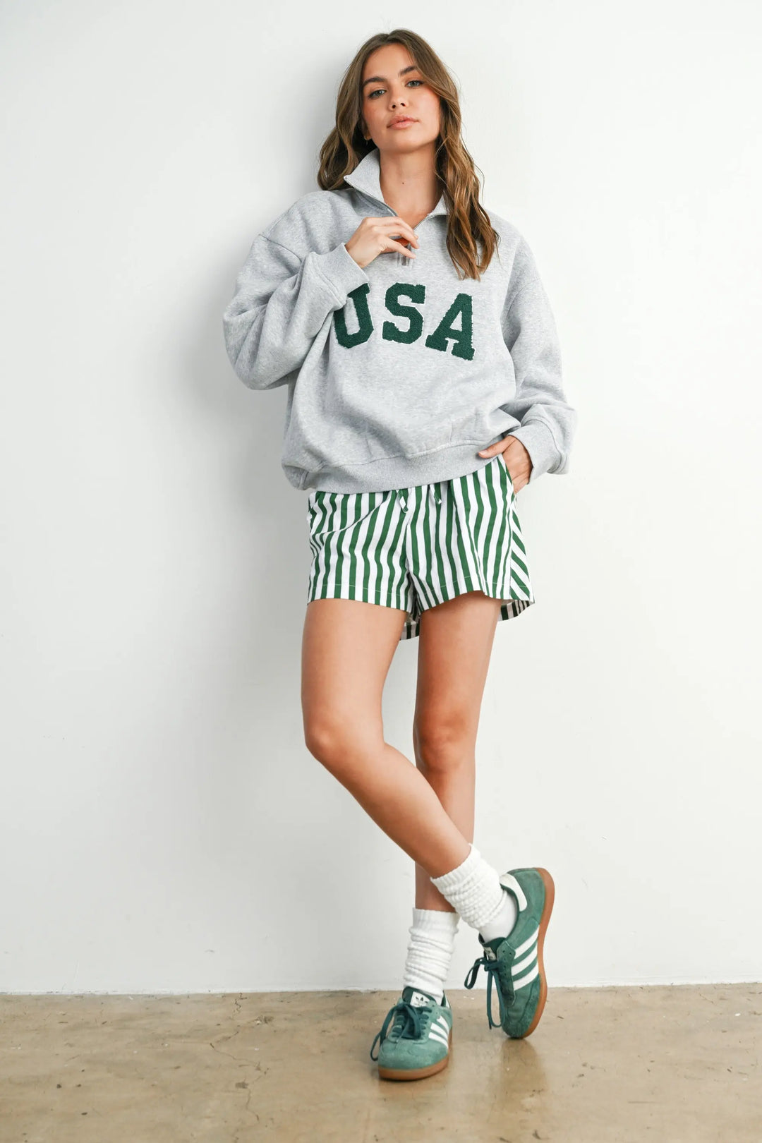 USA Half Zip Top Butter-melon