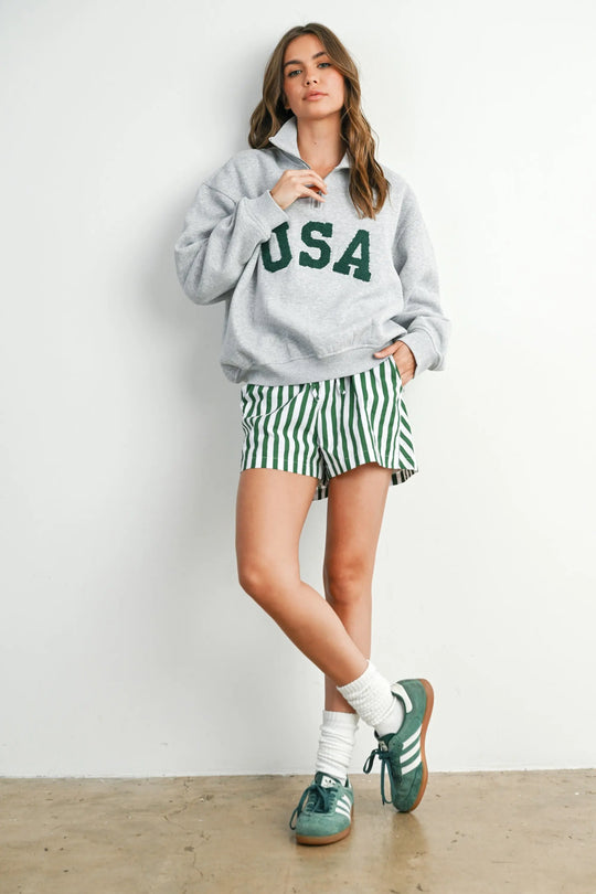 USA Half Zip Top Butter-melon