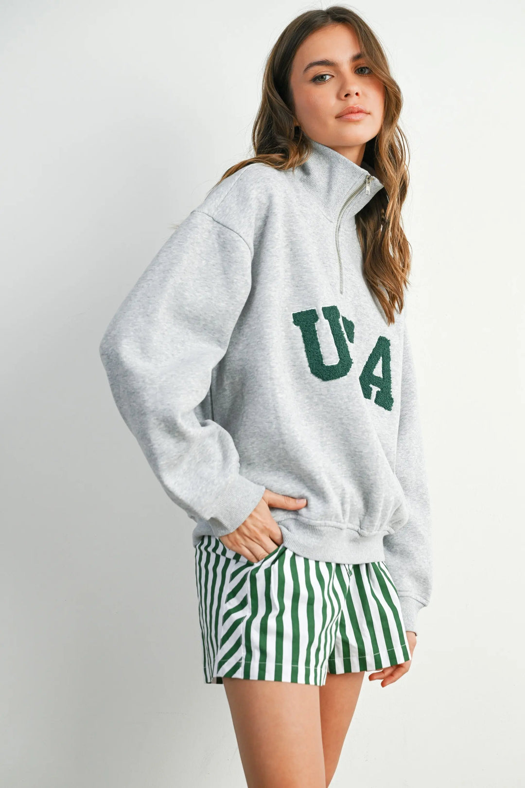 USA Half Zip Top Butter-melon