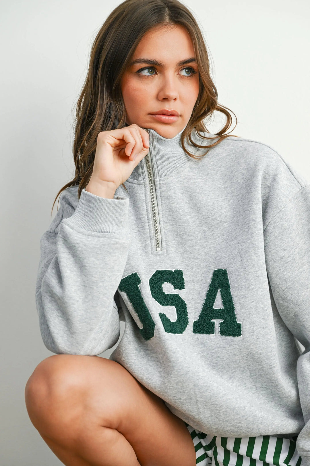 USA Half Zip Top Butter-melon