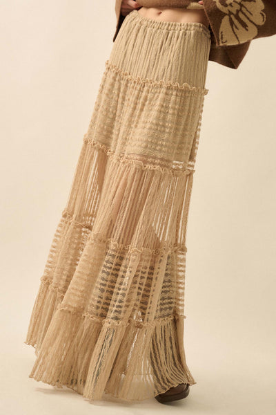 Huck Lace Tiered Skirt