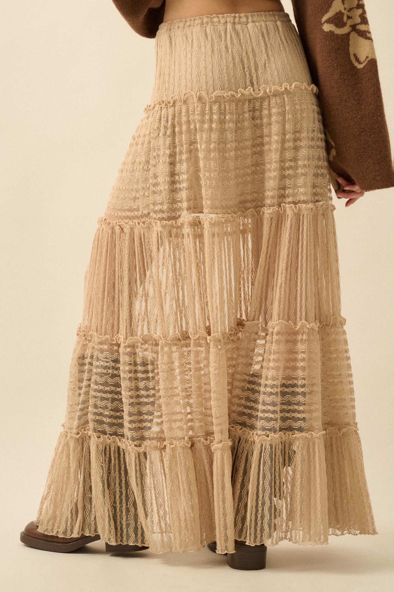 Huck Lace Tiered Skirt