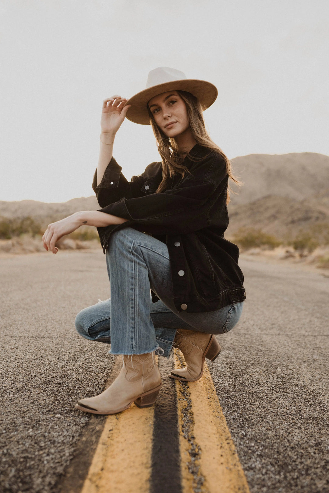 Unisex Vegan Suede Bi-Color Rancher Hats - Beloved Boutique 