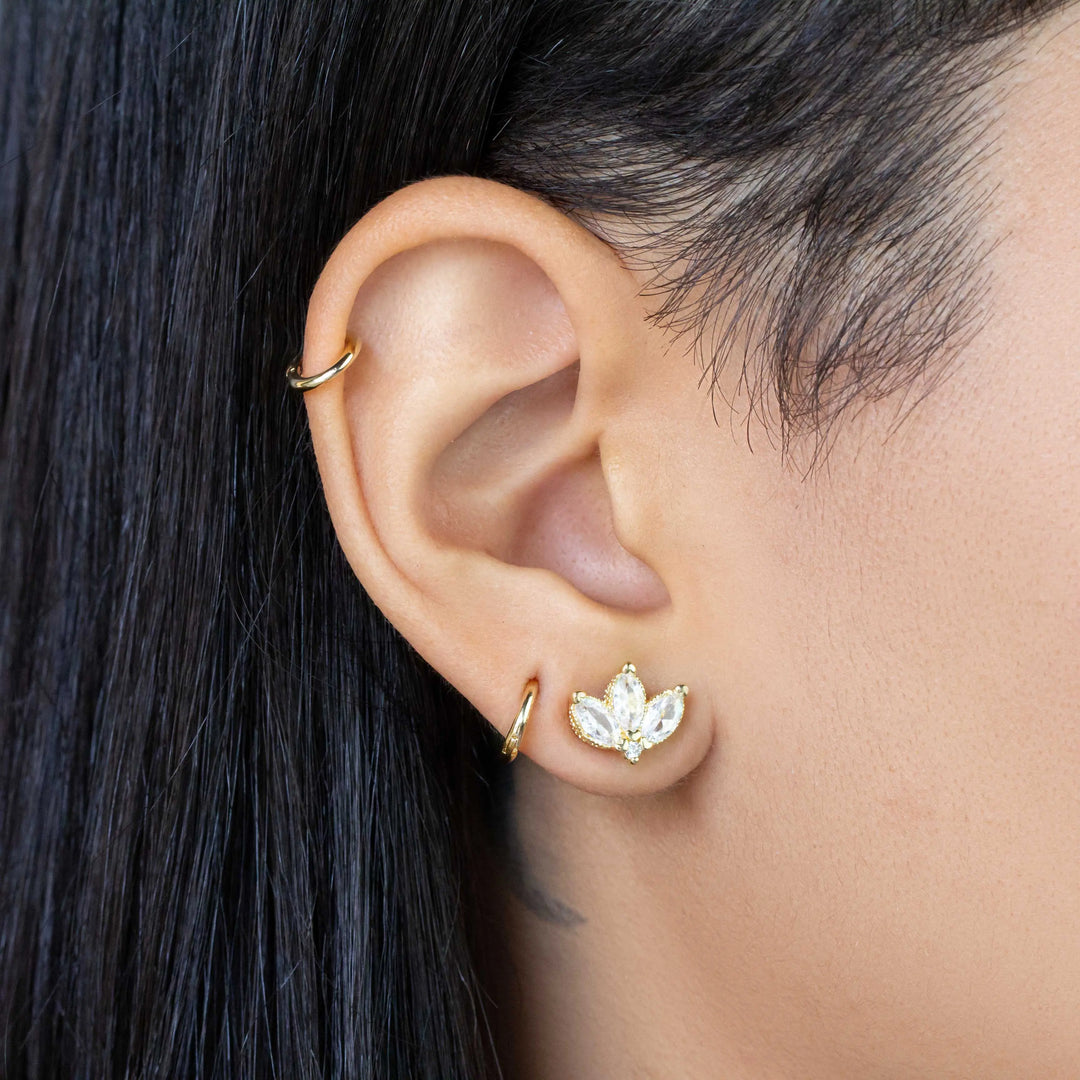 Vintage Lotus Flower Stackable Earrings GoldFi