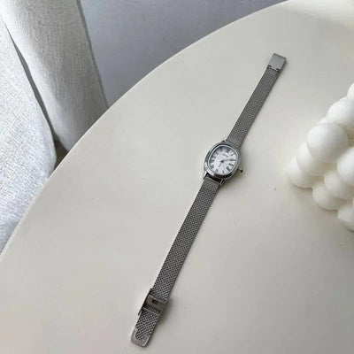 Vintage Oval Slim Strap Roman Numeral Gold Watch - Beloved Boutique