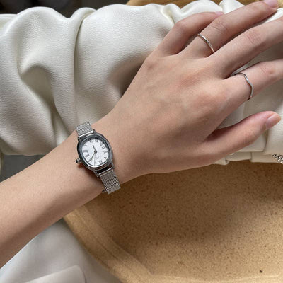 Vintage Oval Slim Strap Roman Numeral Gold Watch - Beloved Boutique