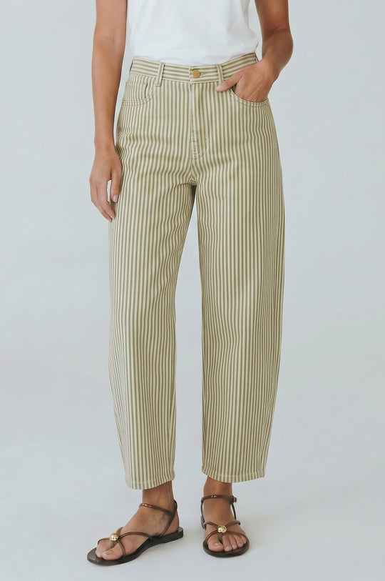 Phoebe Striped Barrel Pant - Beloved Boutique 