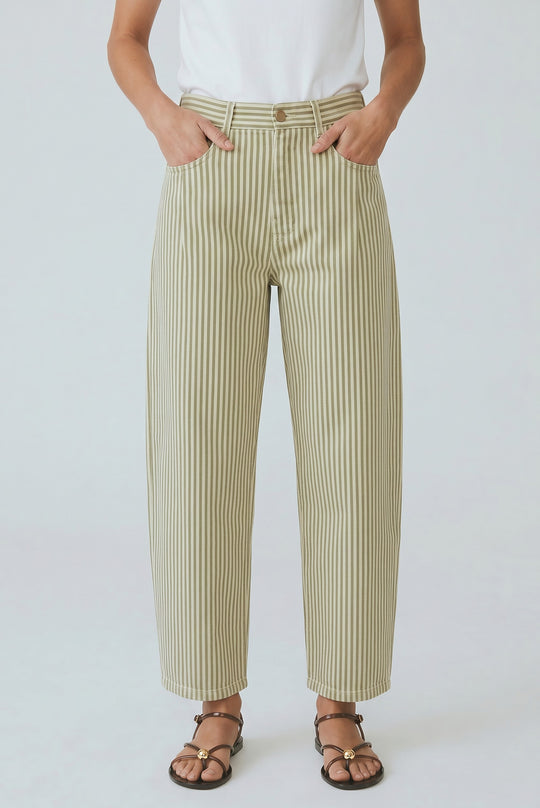 Phoebe Striped Barrel Pant - Beloved Boutique 
