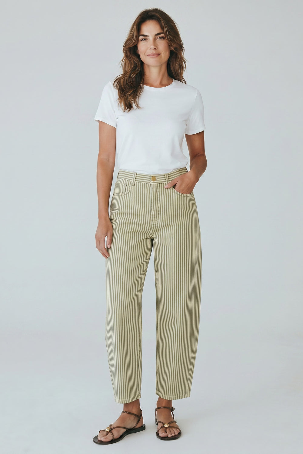 Phoebe Striped Barrel Pant