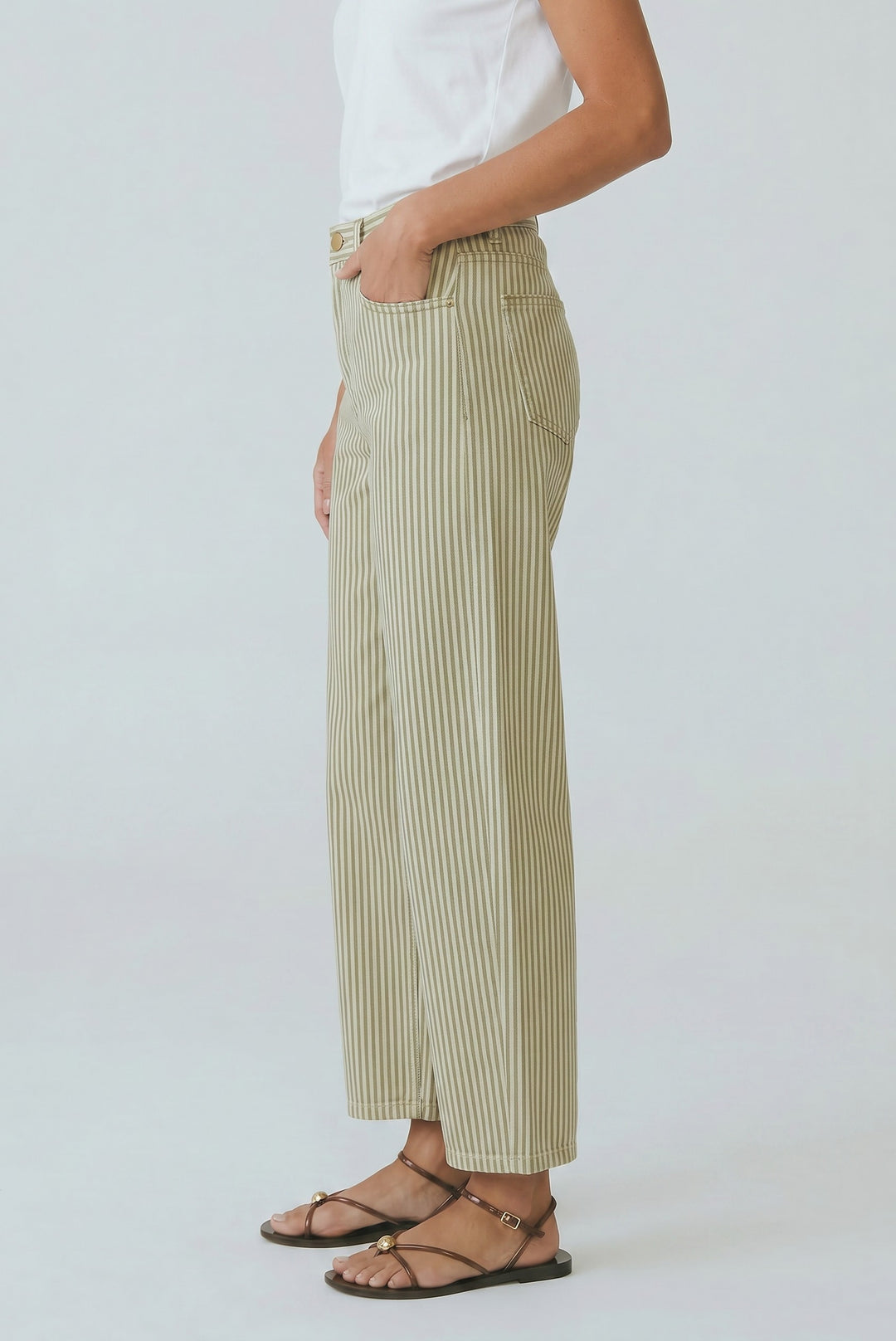 Phoebe Striped Barrel Pant - Beloved Boutique 