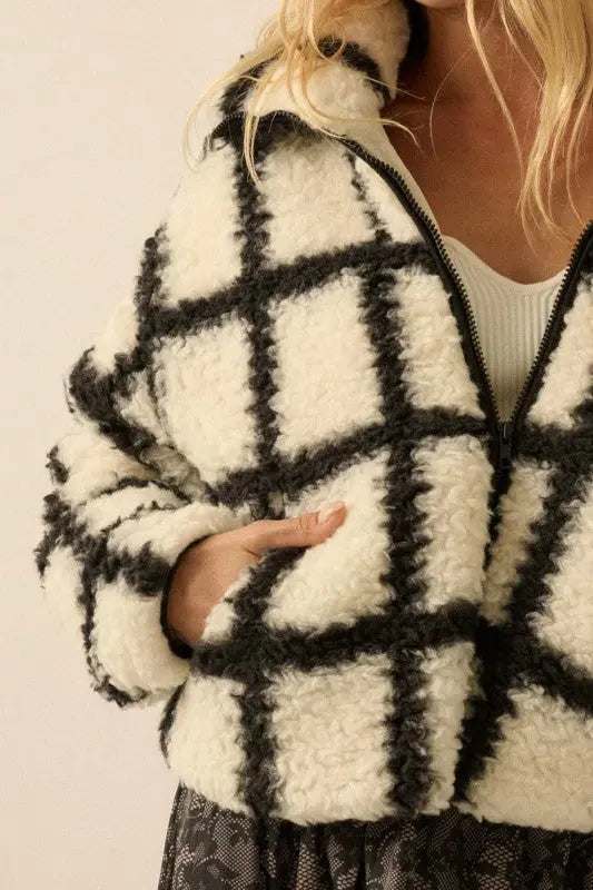 Wells Check Print Fleece Jacket Promesa