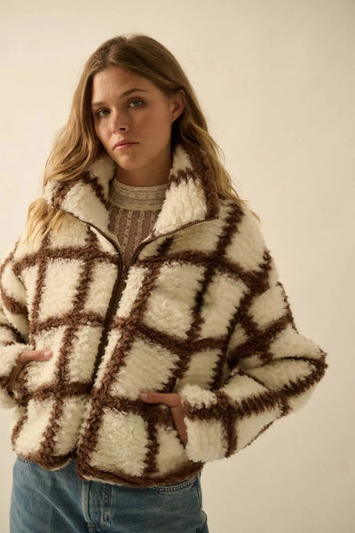 Wells Check Print Fleece Jacket Promesa