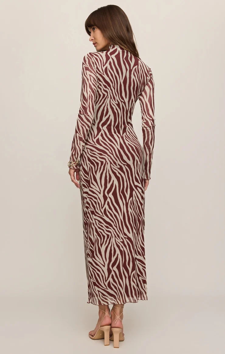 Sevilla Zebra Mesh Midi Dress