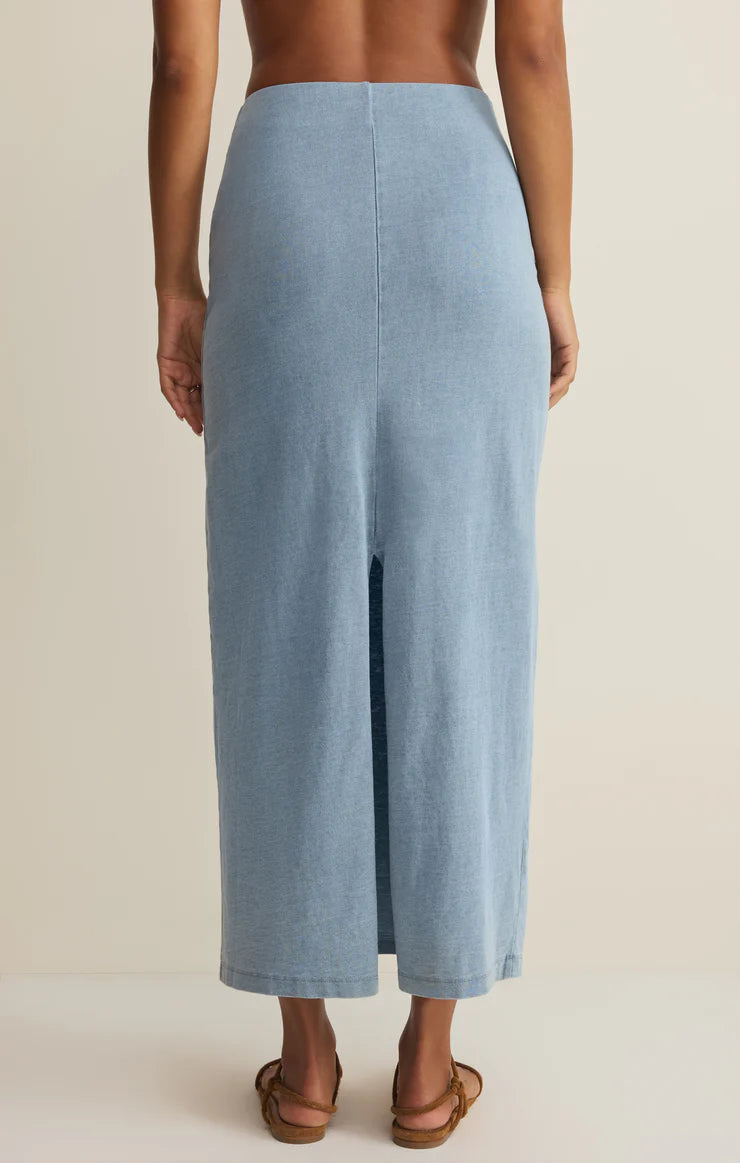 Gail Jersey Denim Midi Skirt - Beloved Boutique 
