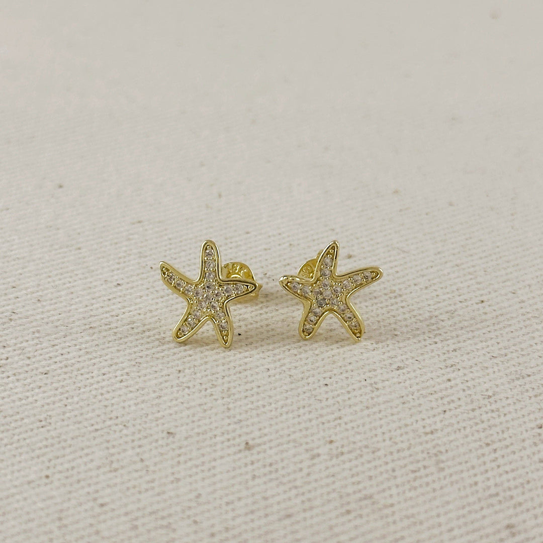 18k Gold Filled CZ Sea Star Stud Earrings - Beloved Boutique 