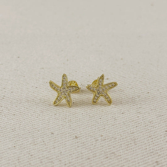 18k Gold Filled CZ Sea Star Stud Earrings - Beloved Boutique 