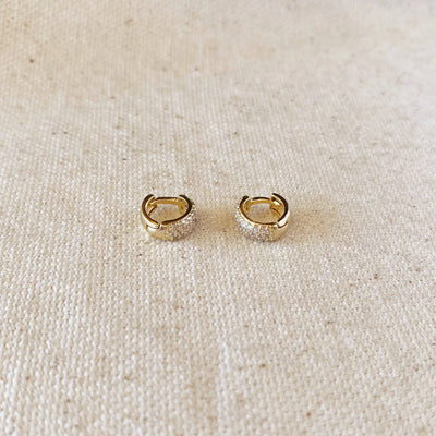 18k Gold Filled 9.5mm Cubic Zirconia Clicker Hoop Earrings GoldFi
