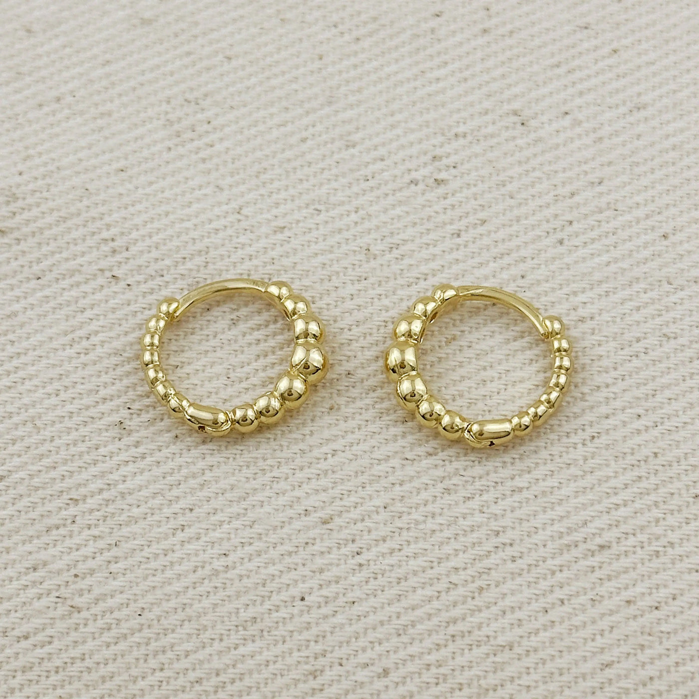 18k Gold Filled 15mm Gradient Beaded Clicker Hoop Earrings GoldFi