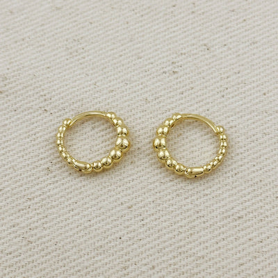 18k Gold Filled 15mm Gradient Beaded Clicker Hoop Earrings GoldFi