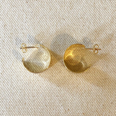 Wide Flat Polished Half Hoop Earrings GoldFi