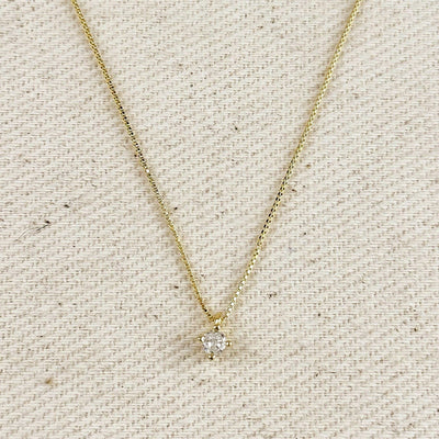 18k Gold Filled  Mini CZ Solitaire Necklace GoldFi