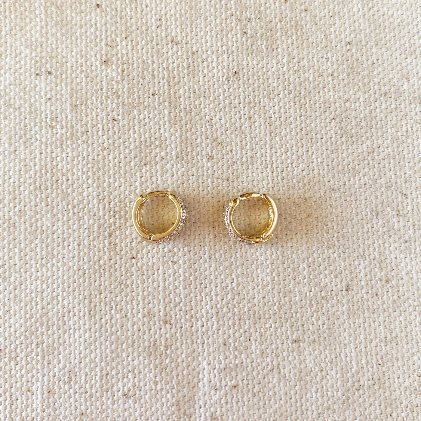 18k Gold Filled 9.5mm Cubic Zirconia Clicker Hoop Earrings GoldFi