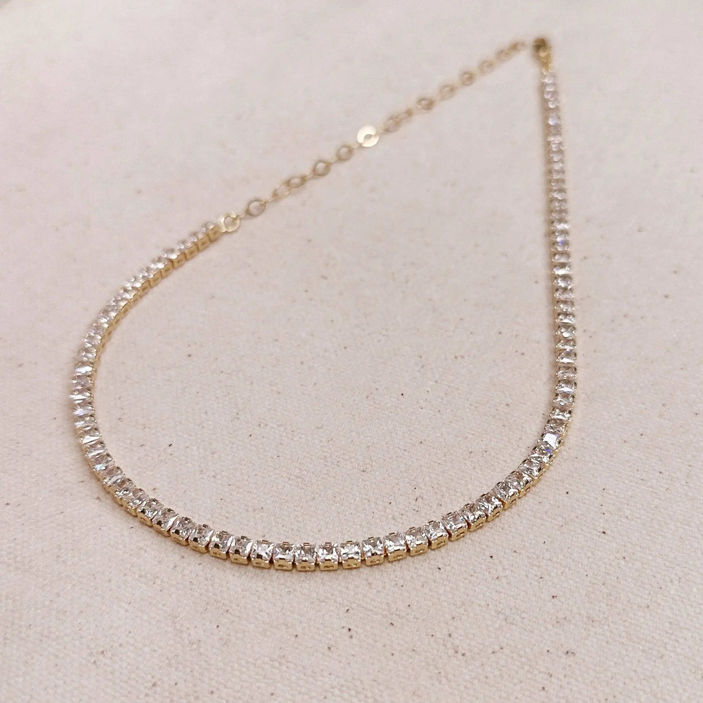 18k Gold Filled 3mm CZ Tennis Necklace GoldFi