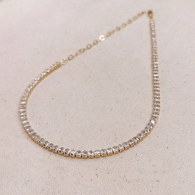 18k Gold Filled 3mm CZ Tennis Necklace GoldFi